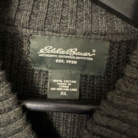 Eddie Bauer Men’s 100% Cotton Sweater size XL Dark Green - Picture 3 of 5